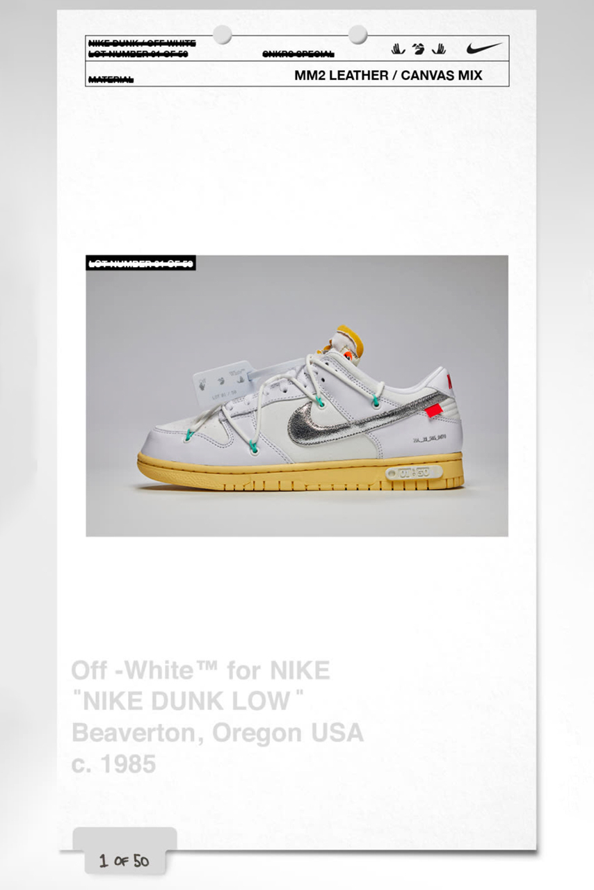 Multa Consejos diseño Off-White x Nike Dunk Low 'The 50' muestra su catálogo completo - Fleek Mag